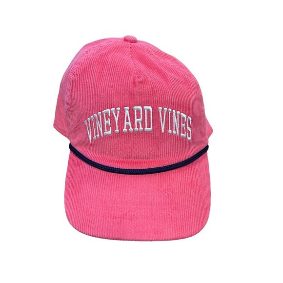 NWT Vineyard Vines Snapback Pink 5 Panel Corduroy Embroidered Logo Hat - Picture 1 of 6